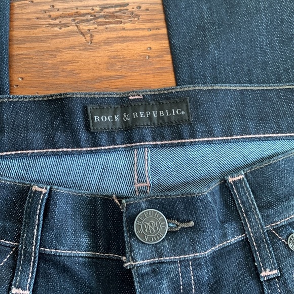 Rock & Republic Kiss Boot Cut Jeans Women’s 2004 Dark Wash Flare Y2K Size 30 - Picture 5 of 14